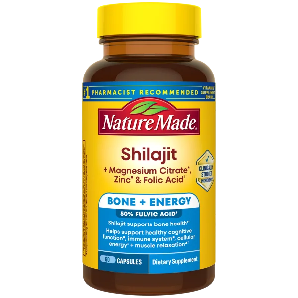 Nature Made Shilajit + Magnesium Citrate, Zinc & Folic Acid Capsules